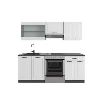 Vicco Mueble De Cocina R-line, Casa De Campo Blanca/antracita, 200 Cm, Et Antracita