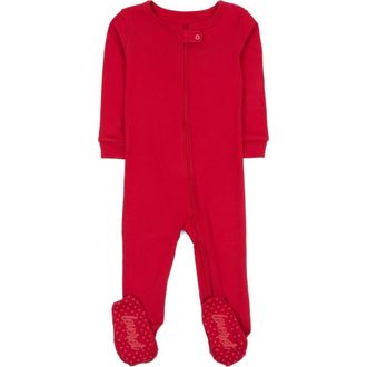 Leveret Footed Solid Cotton Matching Family Pajamas in Red at Nordstrom, Size 12-18M