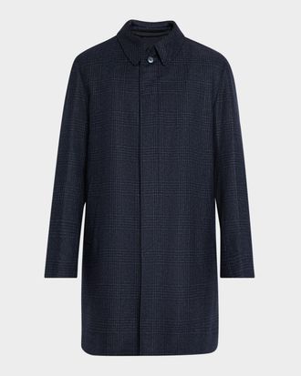 Herno Men & apos;s Plaid Wool/Silk Coat
