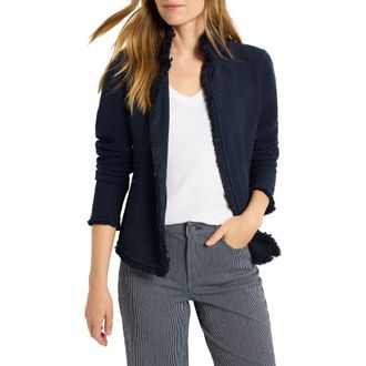 Nic+Zoe Fringe Mix Knit Jacket in Dark Indigo at Nordstrom Rack, Size Large