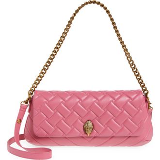 Kurt Geiger Long Kensington Quilted Leather Shoulder Bag in Pink at Nordstrom