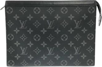 Louis Vuitton Pre-owned Pochette Voyage Monogram Eclipse Pouch - Heren - Vintage Clutch - Zwart - ONE Size - Vintage