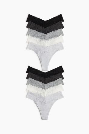 H&M 10er-Pack Tangas aus Spitze - Grau