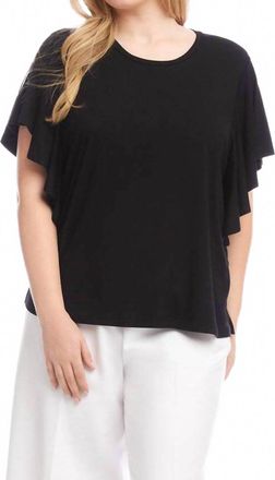 Karen Kane Flutter Sleeve Crew Neck Top - Plus In Black