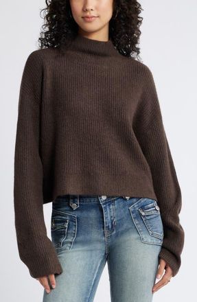 BP. Oversize Cozy Mock Neck Sweater in Brown Coffee at Nordstrom, Size Xx-Small