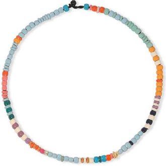 Adina Reyter Mixed Enamel Bead Necklace with Diamond Accent in Mixed Metal at Nordstrom, Size 16