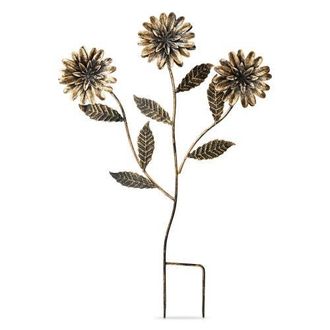 Tag Three Flowers Plant Stake Antique Brass Iron Spring in Gold at Nordstrom