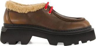 Santoni Leren derby schoenen - Bruin