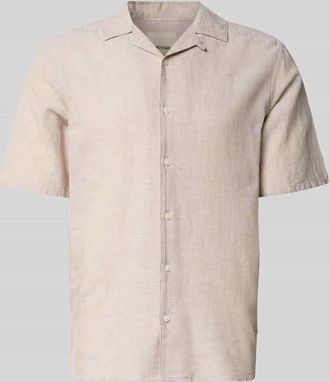 Only & Sons Slim Fit Freizeithemd aus Baumwoll-Leinen-Mix Modell CAIDEN in Beige, Gr&ouml;&szlig;e XXL