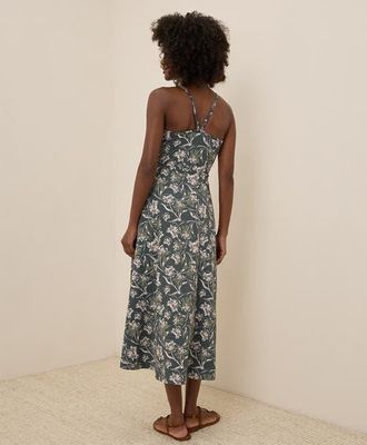 Pact Organic Cotton Fit & Flare Midi Dress in Vineyard Floral Castor Grey at Nordstrom, Size Large