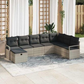 vidaXL Conjunto De Sof&aacute; De Jard&iacute;n 8 Pcs Gris Claro Polirat&aacute;n Vidaxl