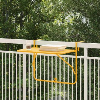 vidaXL Tavolo Appeso da Balcone Giallo 60 x 39 x 65 cm Acciaio - Vidaxl