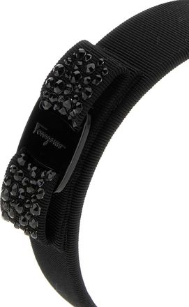 Ferragamo Womens Swarovs Headband Black Fabric Headbands