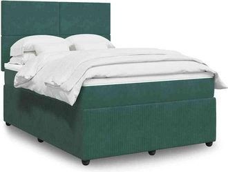 vidaXL Vidaxl - Cama Box Spring Con Colch&oacute;n Terciopelo Verde Oscuro 140x190 Cm