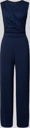 Swing Jumpsuit mit Ausbrenner-Effekt in Marine, Größe 34