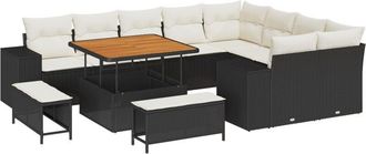 vidaXL Vidaxl - Garden Sofa Set 12 pcs Black, Cream 100 x 100 x 71 cm