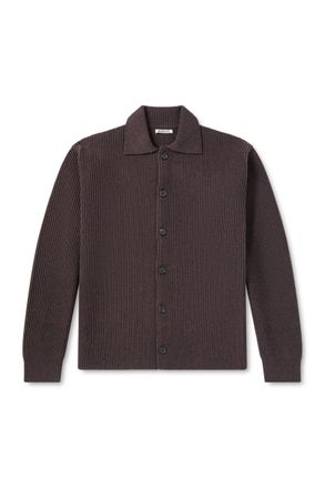 Auralee Ribbed-Knit Wool Cardigan