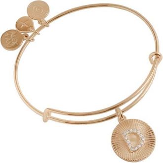 Alex and Ani Pave Starburst Texture Initial Bangle Bracelet in Gold - D at Nordstrom