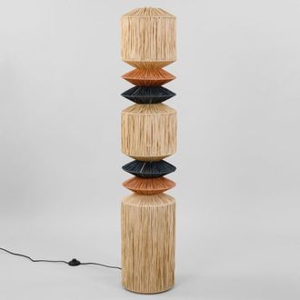 Maisons du monde L&aacute;mpara de pie de 3 niveles de rafia tricolor, 140 cm
