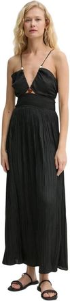 Sessun Vestido plisado con cuello en V - Dresses - Mujer - Negro - L
