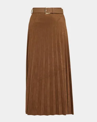 Milly Nayla Pleated A-Line Midi Skirt