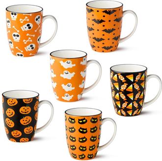 Certified International Set Of 6 Halloween Pad Print Mugs