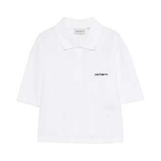 Carhartt Work in Progress Carhartt Wip, Polo Shirts, female, White, Size: S S/S Script Polo