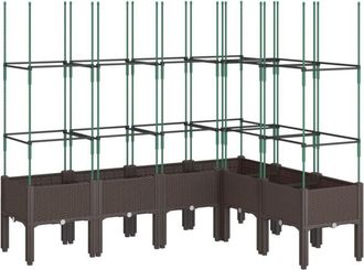 vidaXL Jardinera con enrejado pp marrón 160x120x142,5 cm Vidaxl