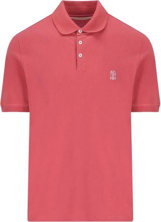 Brunello Cucinelli Polo a maniche corte con bottoni - Rosso