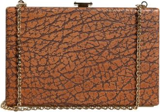 Dolce & Gabbana Gouden Frame Mini Crossbody Tas met Kaartsleuven - Dames - Clutches - Bruin - ONE Size - Leer - Tassen