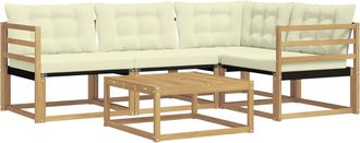 vidaXL Conjunto De Sof&aacute;s De Exterior 5 Uds. Blanco Y Crema Vidaxl