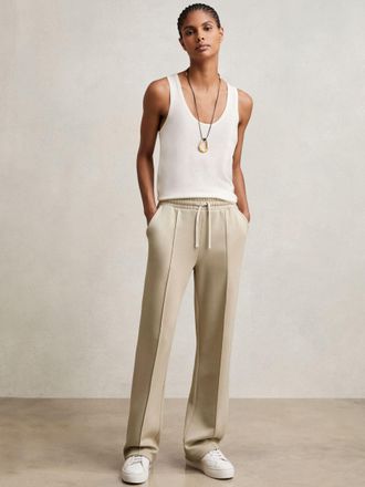 Reiss Beige Interlock Pintuck Drawstring Joggers, XS