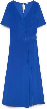 Fiorella Rubino Jerseyjurk met zijlussen - Dames - Casual kleedjes - Blauw - XL - Polyester - Kleedjes