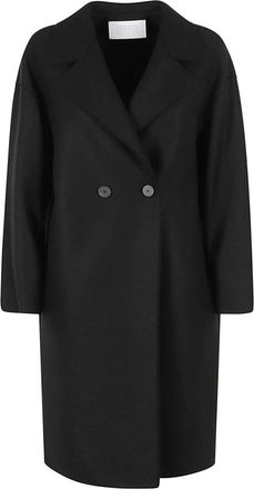 Harris Wharf London Klassieke Wollen Jas - Dames - Mantel - Zwart - M - Wol - Jassen