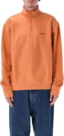 Carhartt Work in Progress Orange Logo Patch Half-Zip Sweatshirt