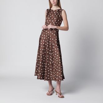 Max Mara Abito midi in twill fantasia di seta marrone