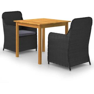 vidaXL Juego De Comedor Para Jard&iacute;n 3 Piezas Negro Vidaxl