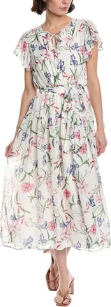 CeCe by Cynthia Steffe Cece Ruffle Keyhole Tie-Waist Midi Dress