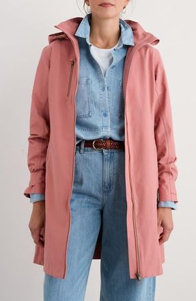 Seasalt Cornwall Coverack Waterproof Organic Cotton Raincoat with Removable Hood in Rose Dew at Nordstrom, Size 12 Us