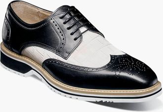 Stacy Adams Mens Beaumont Wingtip Oxfords In Black & White