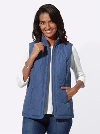 Casual Looks Steppweste CASUAL LOOKS, Damen, Gr. 38, blau (jeansblau), 100% Polyester, Wattierung:100% Polyester, unifarben, Westen Steppweste