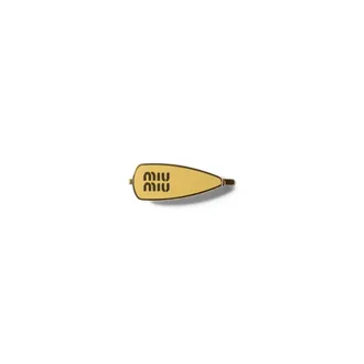 Miu Miu Enameled Metal Hair Clip, Woman, Vanilla