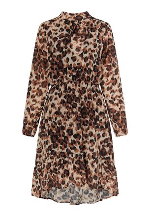 Faina Jurk met leo-opdruk Dames beige leo