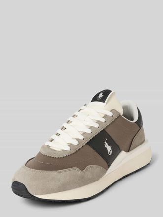 Polo Ralph Lauren Sneaker aus Leder-Mix mit Logo-Stitching Modell Train 89 in Mittelgrau, Gr&ouml;&szlig;e 44