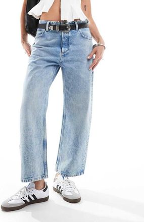 Free People low-rise cropped baggy jeans in light blue
