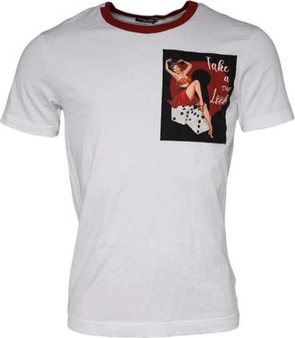 Dolce & Gabbana Grafische Print Katoenen Tee - Heren - T-shirts - Wit - S - Katoen - Tops