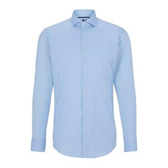 HUGO BOSS Slim Fit Jersey Shirt P-HANK-s-kent - Heren - Zakelijke Overhemden - Blauw - 2XL - Leer - Overhemden