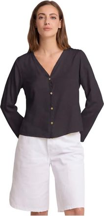Kocca Overhemden, Dames, Zwart, XS, Leer, Lichte zomer blouse met lange mouwen