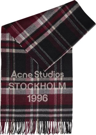 Acne Studios Logo-intarsia Checked Wool-blend Scarf - Black - One Size