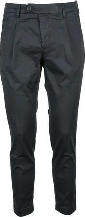 Bro-Ship Slim Tapered Black Cotton Stretch Trousers